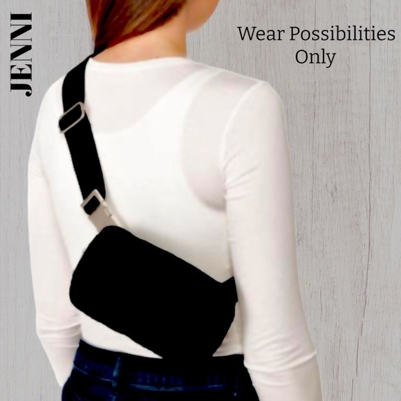 JENNI Quilted Corduroy Top Zip Sling Bag BeltBag/Belt Bag Olive Green-Size S/M - Picture 5 of 14